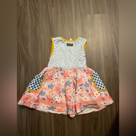 Matilda Jane Joyful Jamboree Pink Blue floral checkered Sleeveless Sundress -5T - Picture 5 of 9